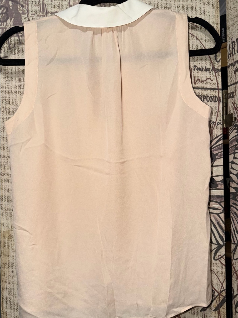 Vintage Rebecca Taylor Sleeveless Collared Blouse - Cream with White Collar